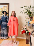 Salmon linen dress