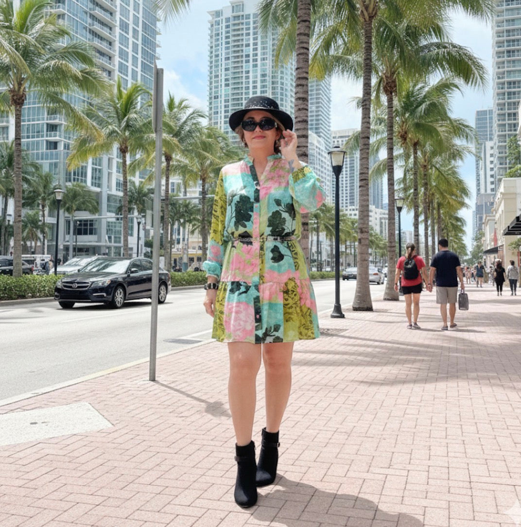 Brickell Bloom Silk Mini Dress