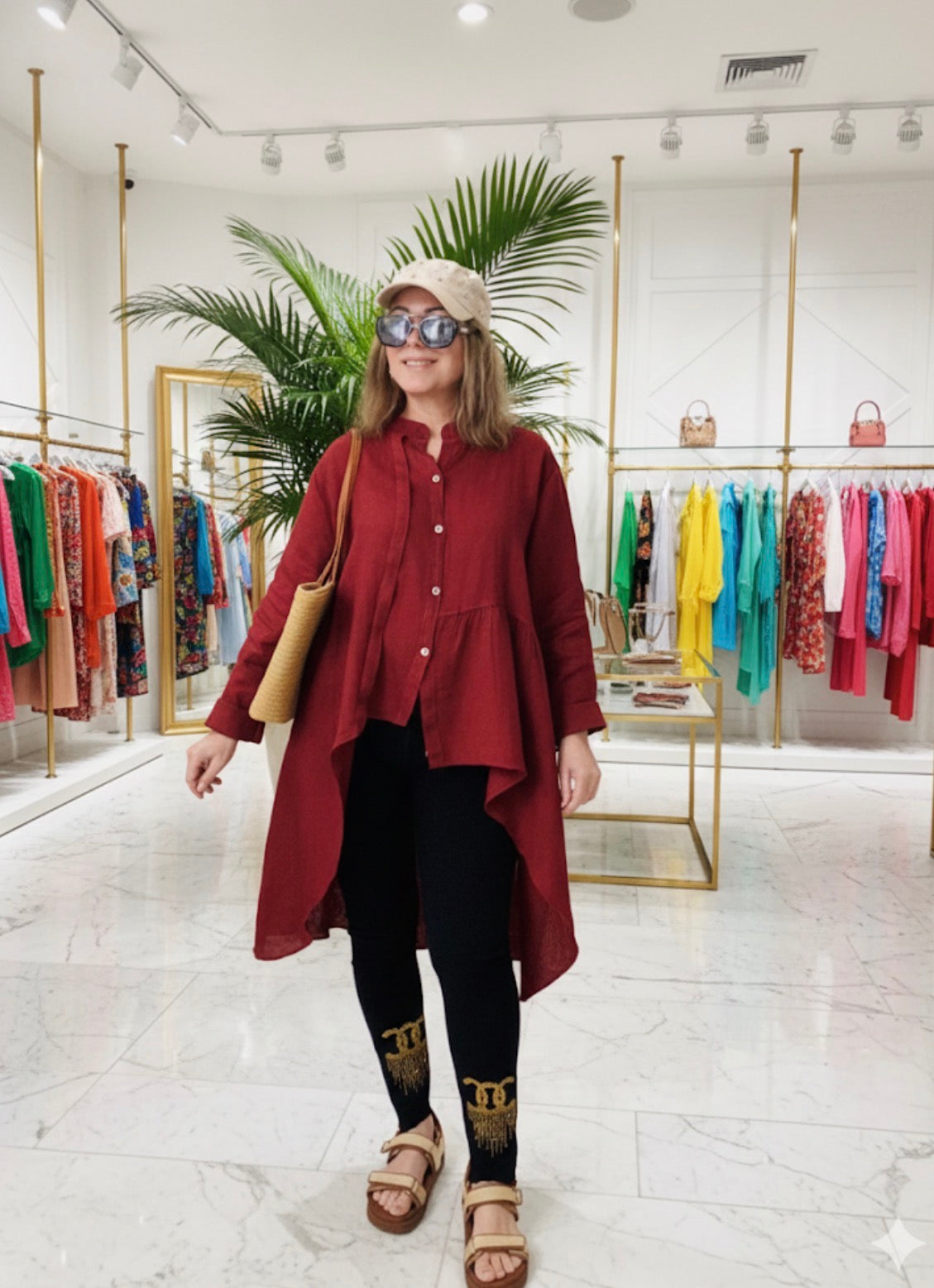 Italian Linen Asymmetric High-Low Tunic - Loose Fit Longline Blouse/Top