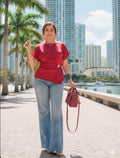 Asymetric red trendy blouse