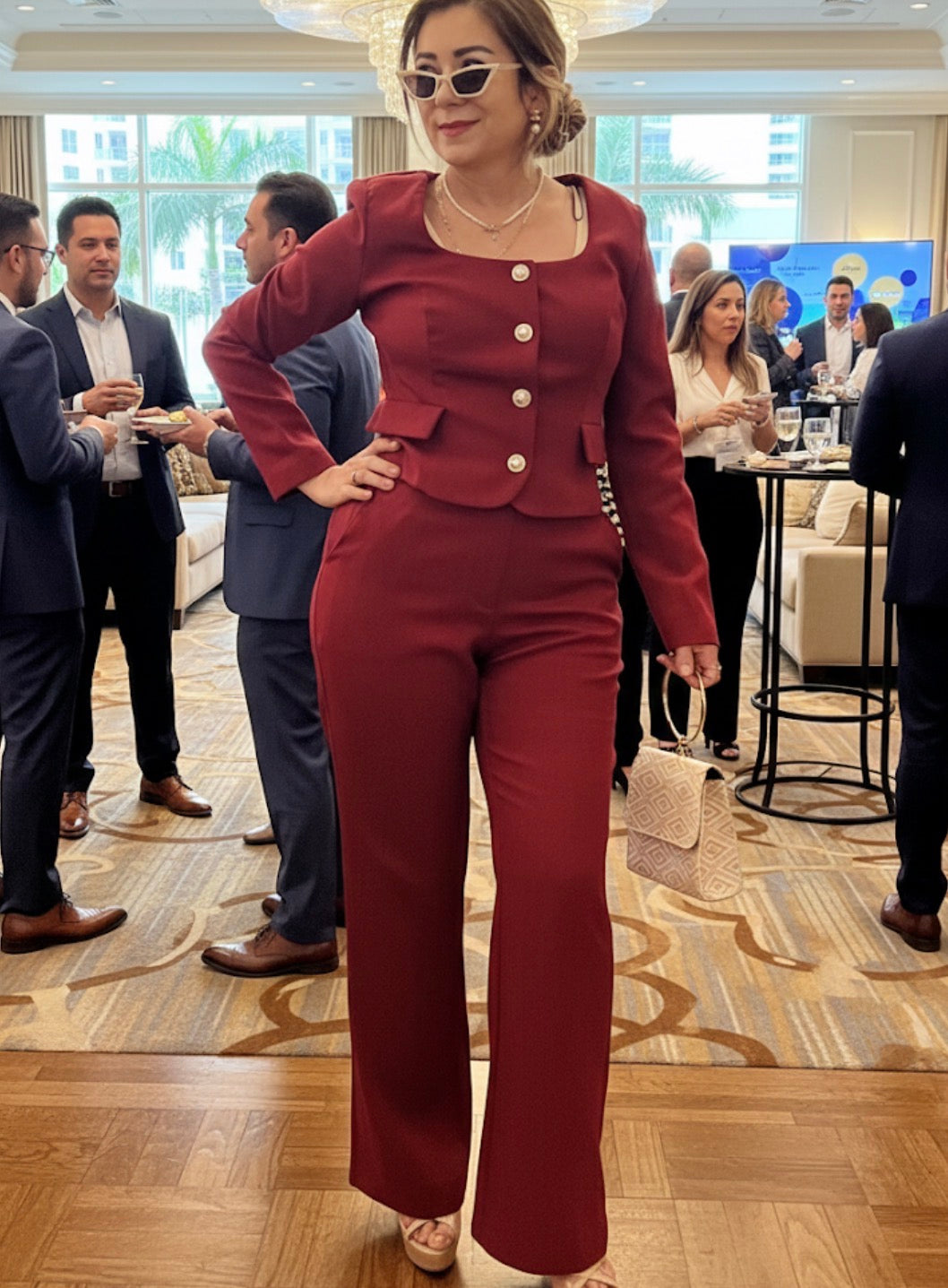Burgundy Italian Tailored "Executive" Set in Deep Crimson