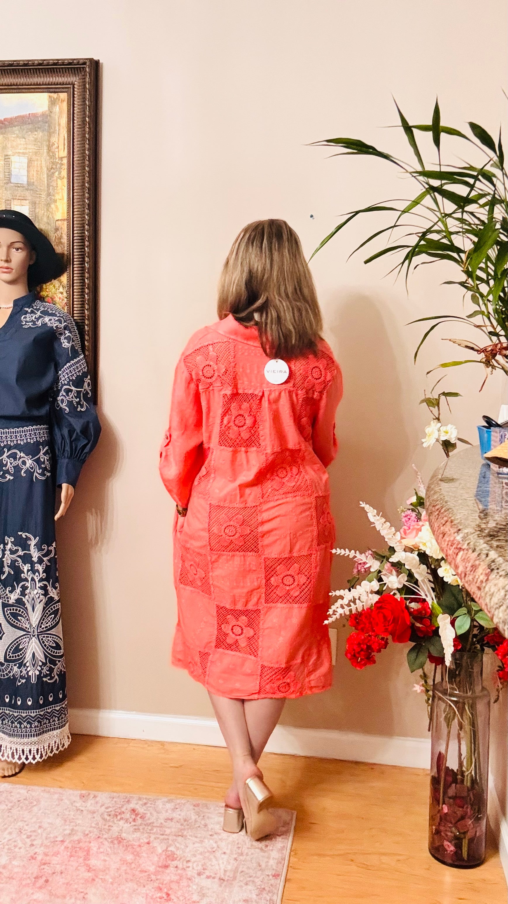 Salmon linen dress