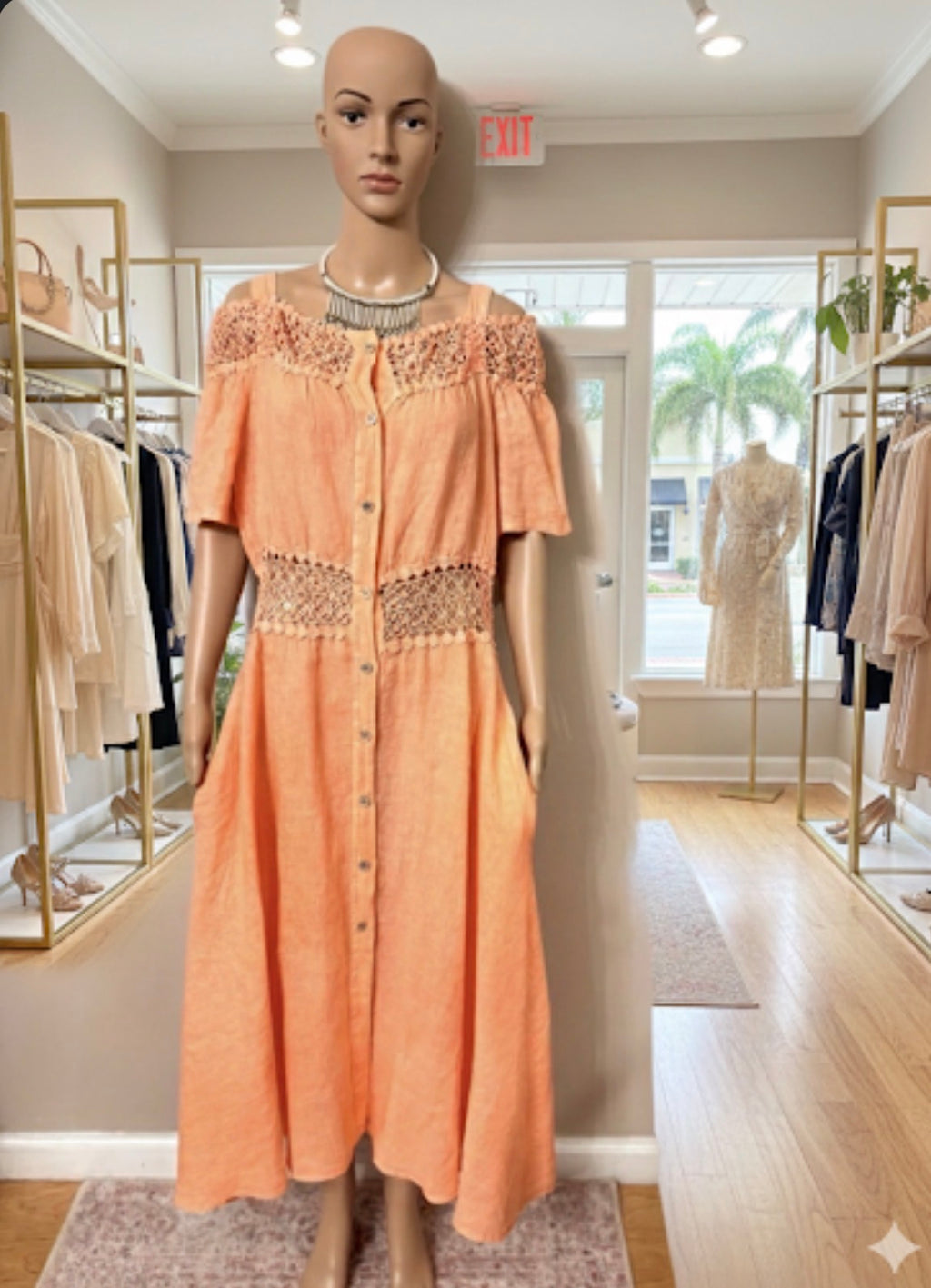 Salmon linen dress