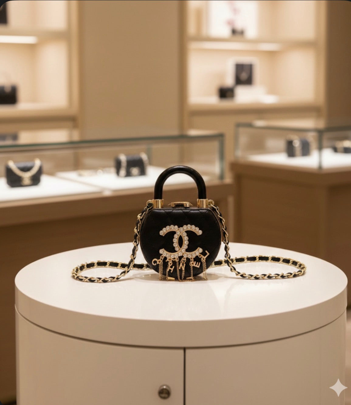 Gold and black mini CH vanity bag