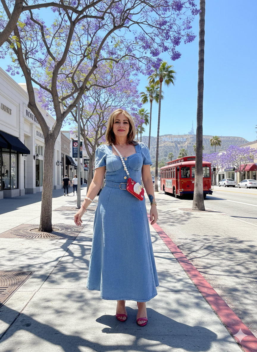 Fashion dress strecth in denim