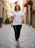 Linen silver flower Estela blouse
